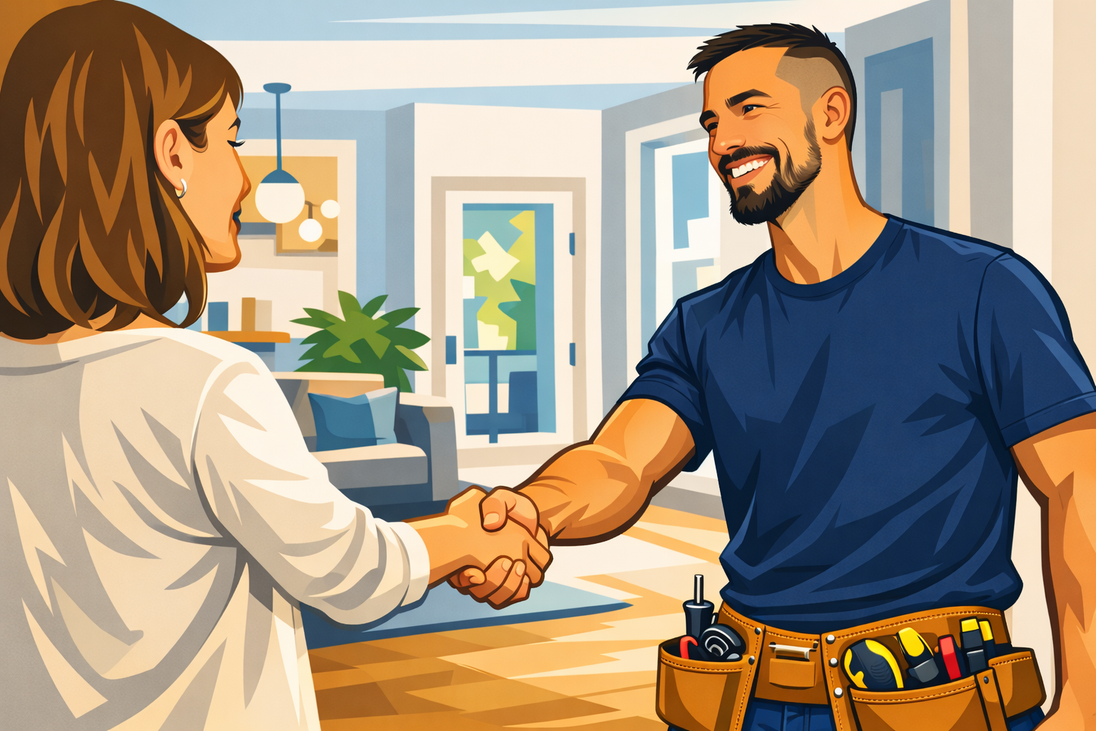 Contractor shaking hands with homeowner